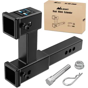 Nilight Dual Hitch Extension with Bolt Nut Kit Fits for 2 inch Receiver Extender to 10" Max Length Adjust 7-1/2 inch Riser or Drop 4,000 lbs GTW Boat Fenders Boating Accessories Harness