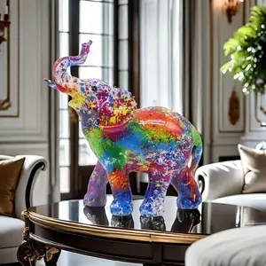 Colorful Resin Elephant Statue - Resin Figures, Elegant Home Decor Ornament for Living Rooms, Entryways