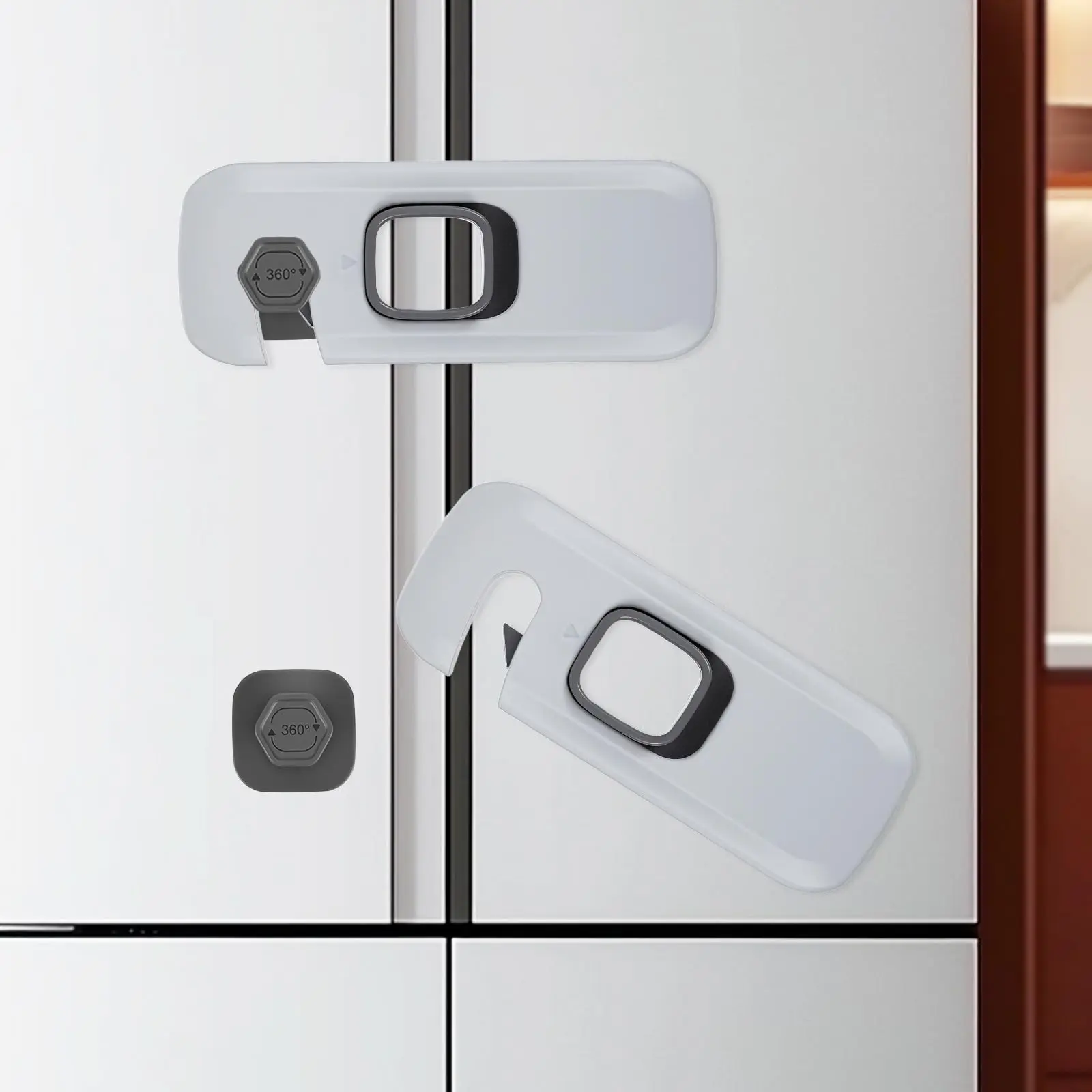 5Pack Rotatable Single Door Freezer Lock, Childproof Refrigerator Lock, No Drill Universal Cabinet Safety Lock, Multi-Purpose Safety Lock for Home Appliances