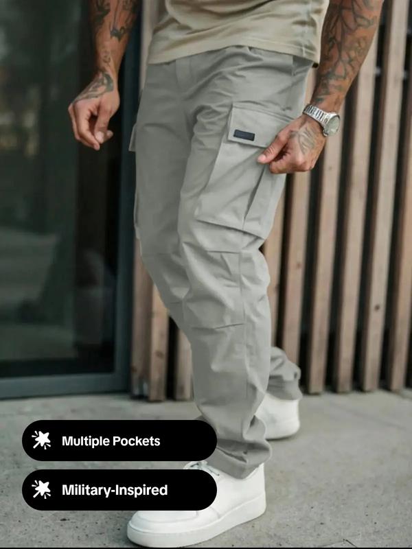 Men's Military Style Cargo Pants, Loose Fit Multi-Pocket Design, Perfect for Outdoor Activities & Daily Wear