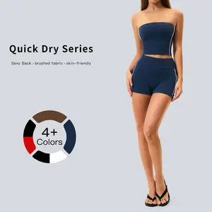 Tenwolf women’s strapless sports set—a two-piece yoga outfit that can be worn alone or layered underneath. Made from highly elastic, skin-friendly fabric, it features a strapless design for a cool, breathable feel. Perfect for yoga, strength training, run