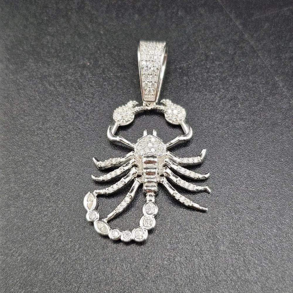 Silver Moissanite Scorpion Design Pendant, Comfortable Fine Jewelry for Daily Wear