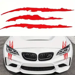 1pc reflective car stickers monster claw marks stripes stripes auto headlight decal dinosaur raptor scratches decoration Vehicle, Vehicle Exterior Decoration, Car Decals