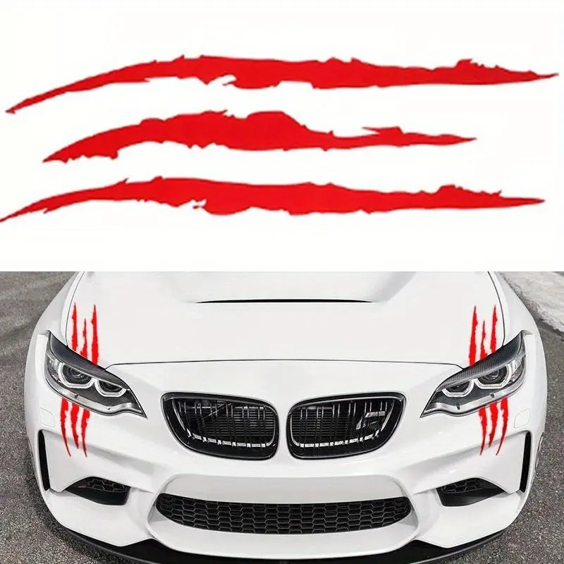1pc reflective car stickers monster claw marks stripes stripes auto headlight decal dinosaur raptor scratches decoration Vehicle, Vehicle Exterior Decoration, Car Decals