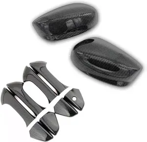 Carbon Fiber Print Door Handle+Mirror Cover Overlay Without Smart Keyholes Compatible with 2008-2012 Accord