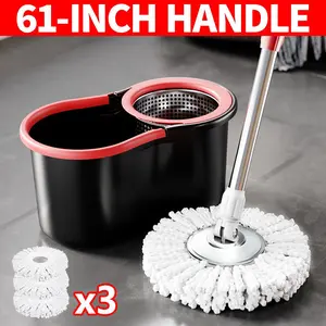 Mop Bucket Set with 360° Spin Mop and Bucket System 3 Microfiber Heads 61In Adjustable Handle for Shop Floor Cleaning#tiktokshopstockup  #mothersdaygift