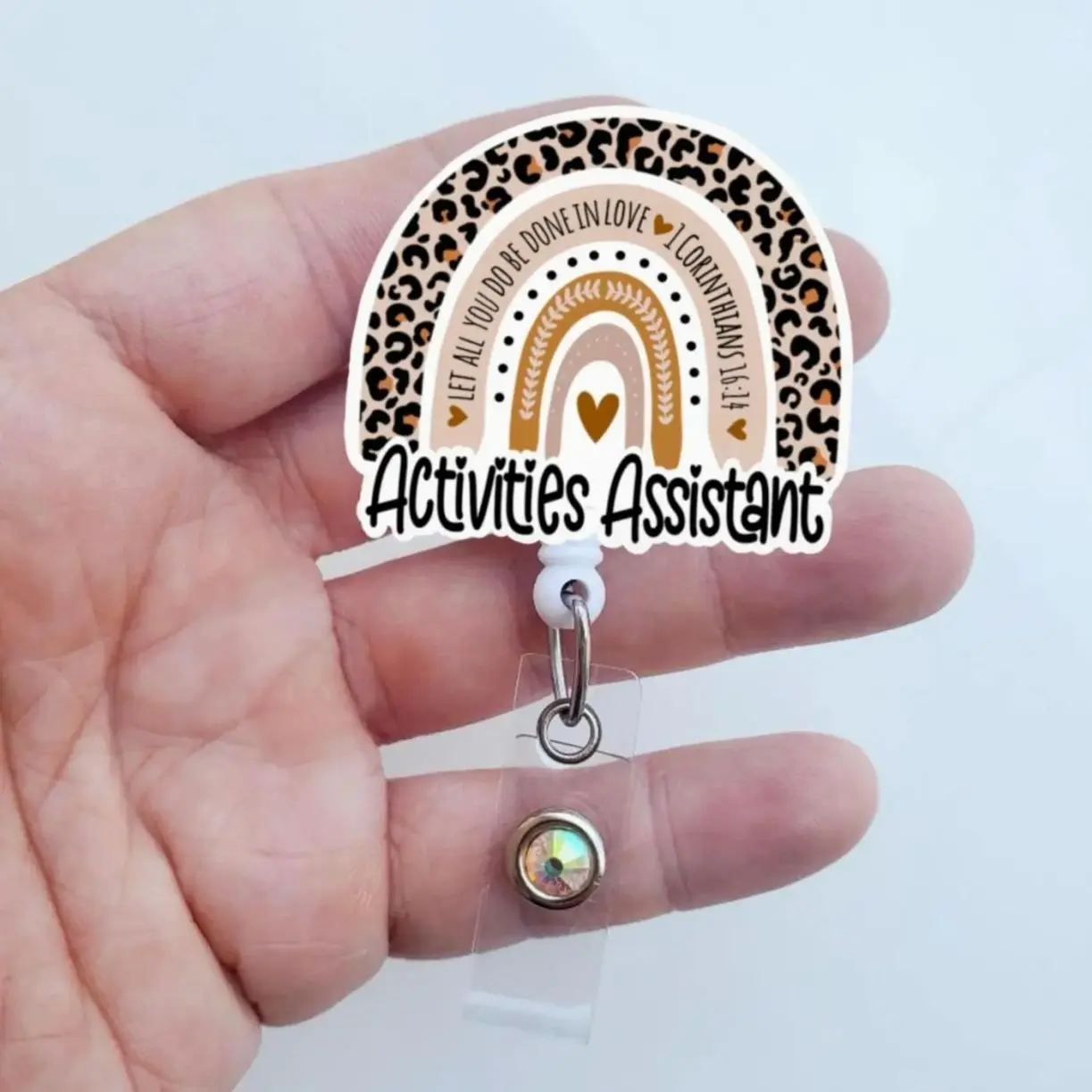 Activities Assistant Badge Reel, Retractable Rainbow ID Holder, Assisted Living & Senior Care Staff Gift VW4