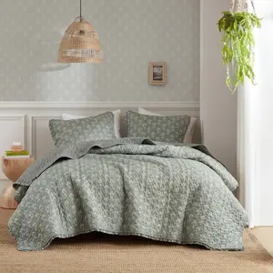 360 Stand 3-Piece Ruffle Printed Quilt Set, Bedroom & Decorative Bedding Set, Bedroom Bedding Set