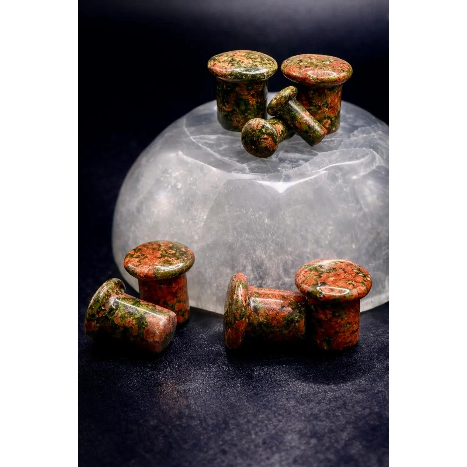 Unakite Single Flare Stone for Gauged Ears