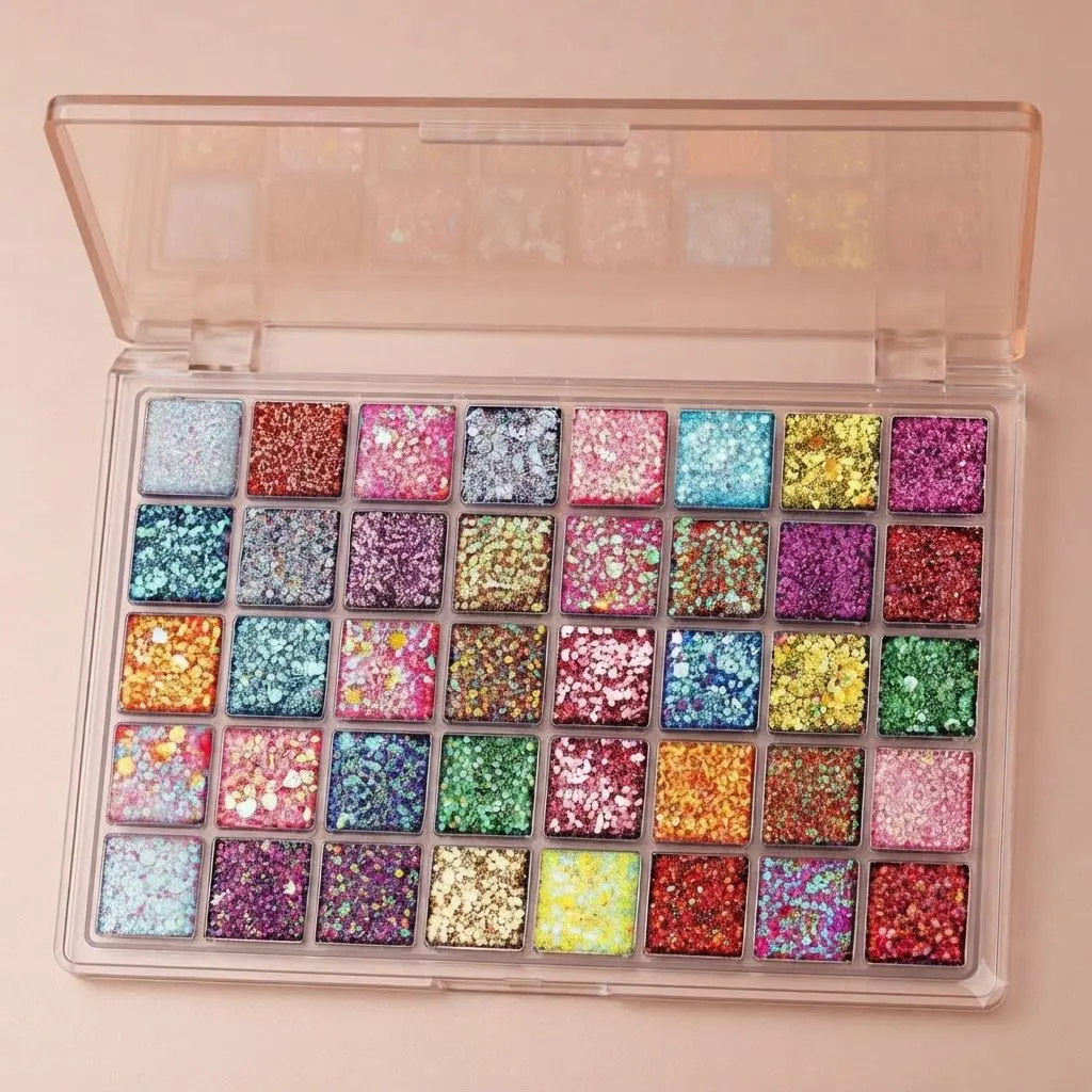 FANDAMEI 40 Colors Multi-Purpose Face Glitter – Chunky Body & Hair Glitter Gel Kit