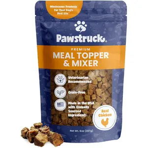 Pawstruck Vet Recommended Air Dried Dog Food Toppers for Picky Eaters, Made in USA with Real Chicken, Premium Meal Mix-in Kibble Enhancer, 8 oz, Packaging May Vary