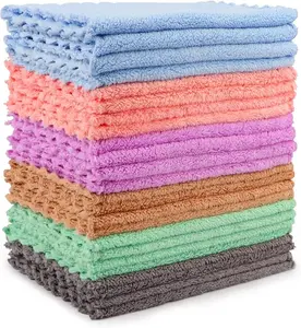 24 Pack,Soft Reusable Dish Towels, Coral Fleece Dish Cloths, Highly Absorbent Reusable Cleaning Cloths 7X9(6 Colors Assorted)