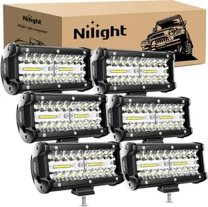 Nilight 6PCS 6.5 Inch 120W Power Output LED Pods - Triple Row Spot Flood Combo Driving Lights, Waterproof LEDs, Off-Road Compatible Led Car Lights for Truck, ATV
