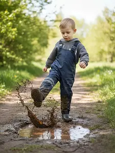 Umkaumka Children Outdoor Bib Pants, One-Piece Fleece Lined, Unisex Toddler Overalls, Soft Warm Durable, All Seasons Casual Wear, Warmer