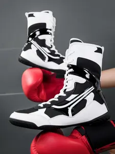 Men's Competition-Level Wrestling Training Shoes, High-Top Muay Thai Boxing Training Shoes, Fitness Sanda Shoes, Ankle Reinforcement, Anti-Slip Grip Tread, Suitable for Professional Wrestlers and Combat Sports Enthusiasts