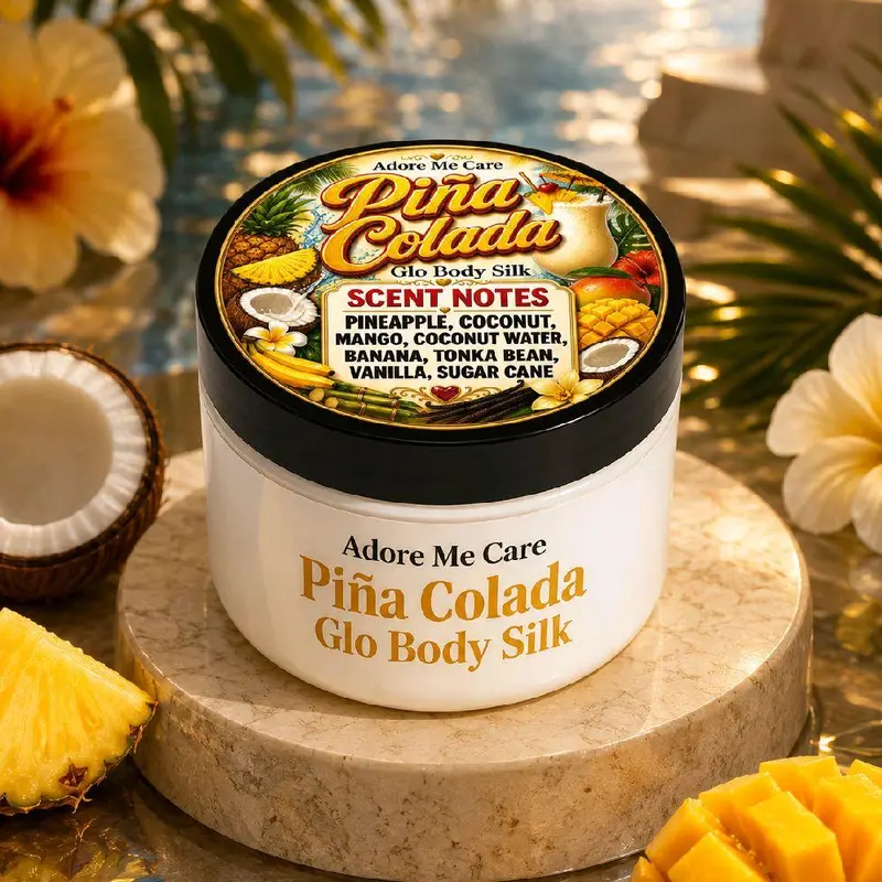 Glo Body Silk 4oz Organic Vegan Moisturizer - Cocoa, Shea Butter, Coconut, Argan Blend for Dry Skin Body Care Cosmetic, Adore Me Care Co Hydrate Moisturizing Deeply Moisturizing