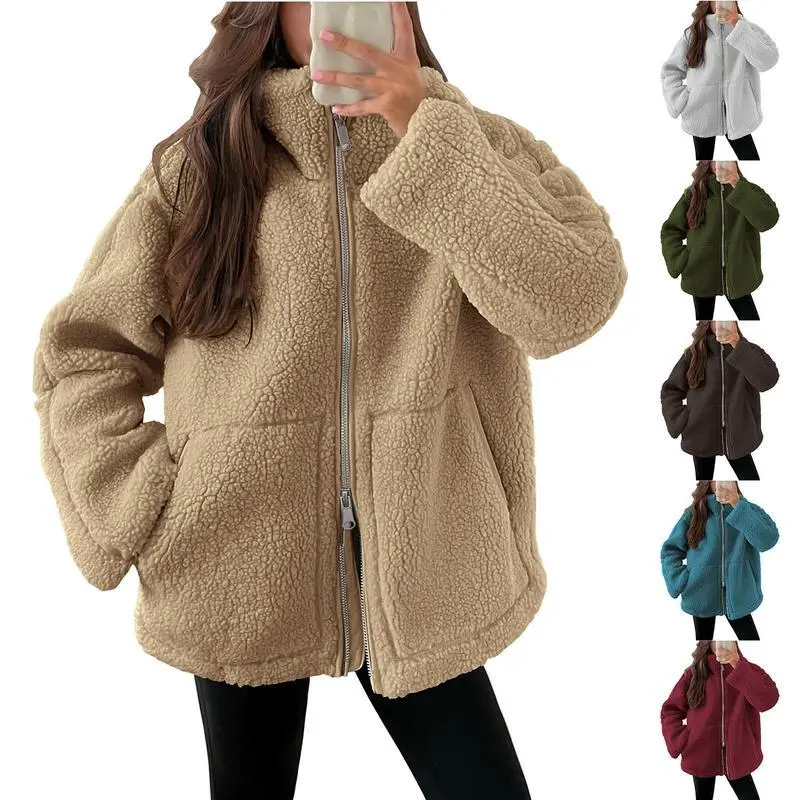 Women��s Sherpa Fleece Jacket Zip Up Oversized Warm Teddy Coat Winter Plush Outerwear with Pockets Cozy Casual Zip Front Fuzzy Jacket for Fall and Winter Women��s Sherpa Fleece Jacket Zip Up Oversized Warm Teddy Coat Winter Plush Outerwear with Pockets Cozy Casual Zip Front Fuzzy Jacket for Fall and Winter