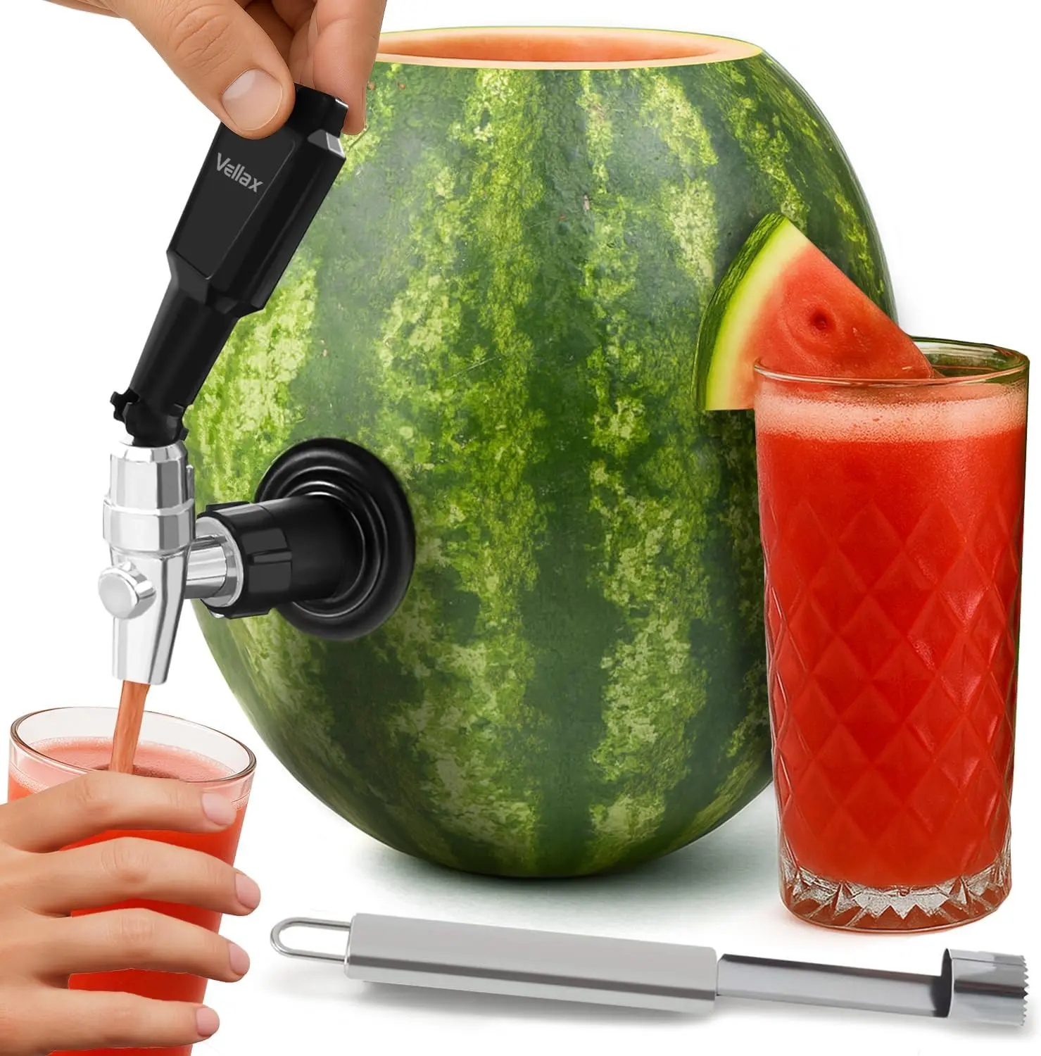 Original Watermelon Tap Kit - Coring Tool & Spigot Set for Fruit Keg, Pumpkin or Melon Beverage Dispenser - Easy Party Punch Bar
