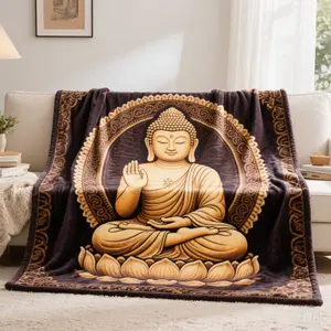 280g Ultra - Soft Flannel Buddha Mom Blanket - Spiritual & Stylish for Home Decor and Comfort