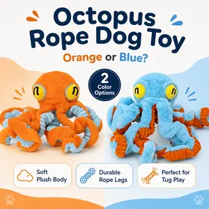 CLEARANCE SALE! BIG OCTOPUS PLUSH DOG TOY - SQUEAKY TUG TOY, STRETCHABLE TENTACLES, BOREDOM RELIEF & TEETH CLEANING FOR LARGE DOGS