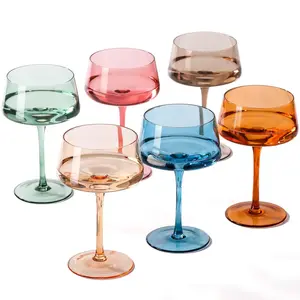 Cocktail & Champagne Glasses -Cute & Colorful Cocktail Glassware-Perfect for Bar, Cocktails, Martinis， Christmas whiskey glass Drinkware
