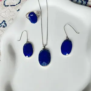Lapis lazuli set jewelry with sterling silver