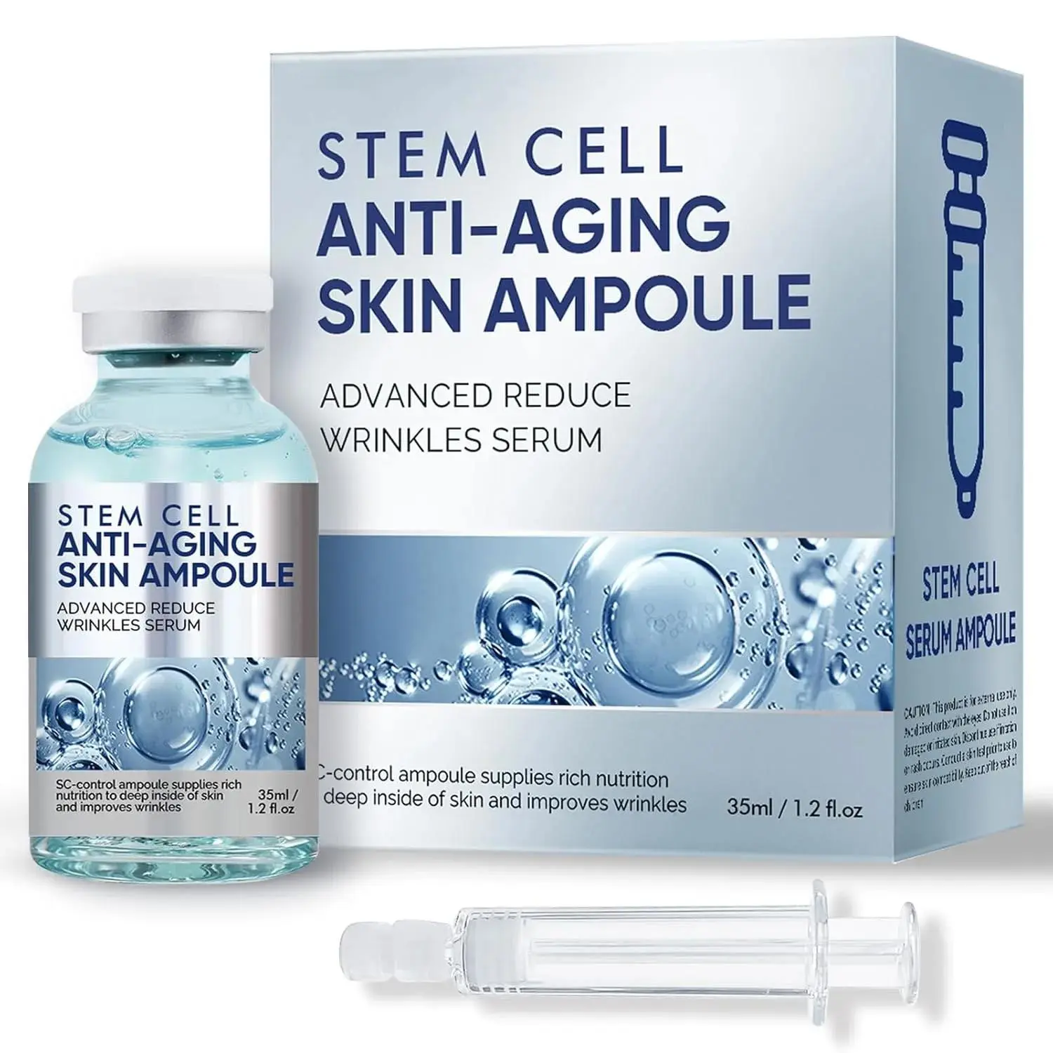Stem Cell Facial Serum - Advanced Reduce Wrinkles Serum, Skin Repair, Smoother, All Skin Types, Moisturizing Formula, Microneedling Compatible, 1.2 fl oz (Pack of 1)