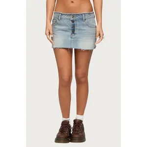 Edikted Women's Emree Distressed Denim Mini Skirt - Multicolor
