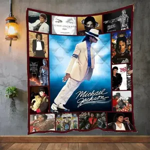 Michael Jackson King Of Pop MJ Forever Flannel Blanket Moonwalk Music Legend Soft Warm Throw For Gamer Room Decor Dorm Essential Bed Sofa Fan Gift