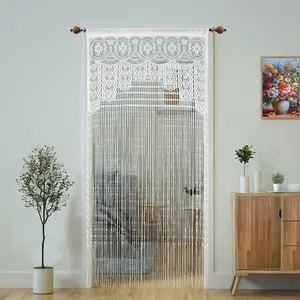 2 count Macrame Lace Door String Curtain for Doorways,Room Divider Doorway Hippie Window Panel Room Divider Wall Closet Curtains for Bedroom Closet Door Drapes Decorations (35x79in/90x200cm,White)