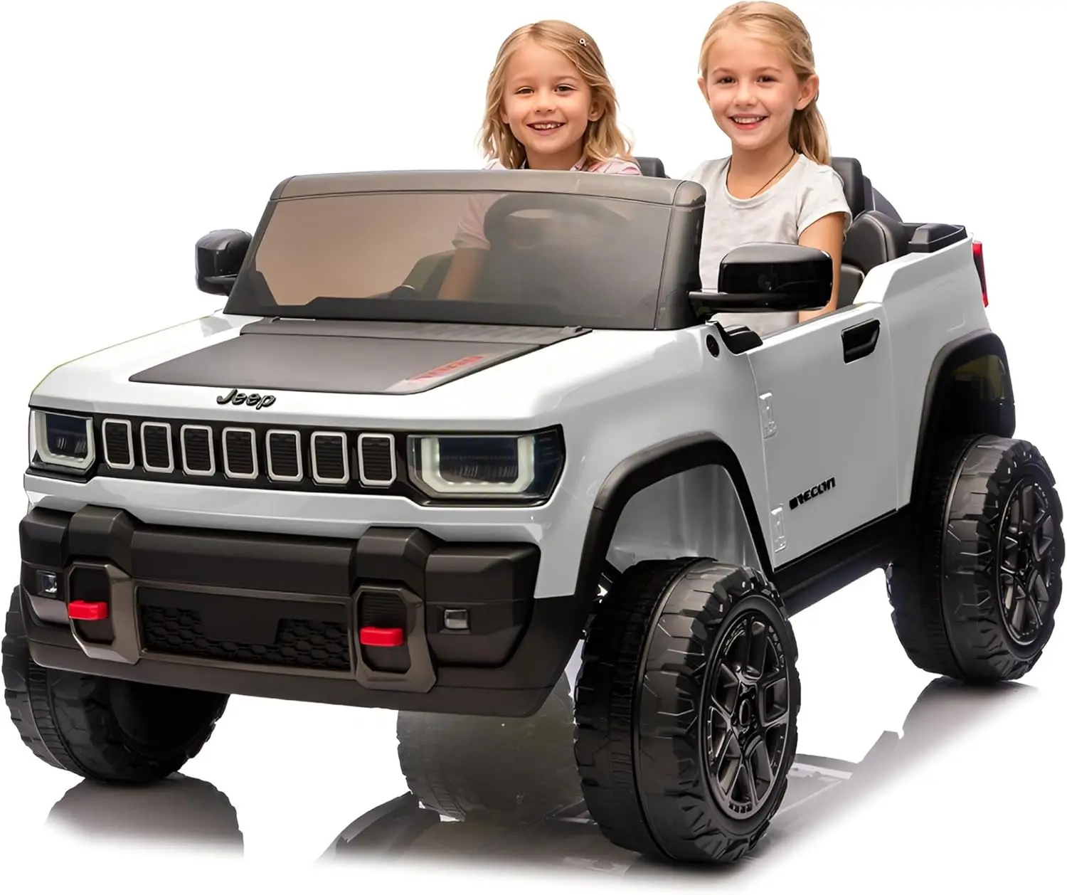GAOMON 24V Kids Ride-On Electric Truck, 2-Seater for Ages 3-8 with Parental RC (98ft Range), 3-Speed Options, Bluetooth Music, LED Lights, Anti-Slip Material, White