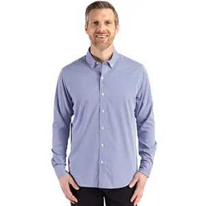 Cutter & Buck Skyline Epic Confidence Recycled Gingham Mens Long Sleeve Dress Shirt