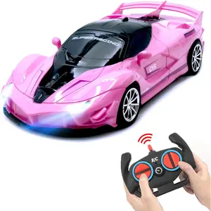 Remote Control, Pink RC Cars for Girls, Rechargeable RC Racing, 2.4Ghz Electric Power On Road High Speed Drift Model Vehicle Toy with Led Headlight, Birthday for Kids Age 3+ crab