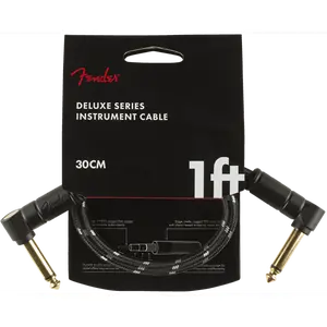 Fender Deluxe BLACK TWEED Guitar/Instrument Patch Cable, Right-Angle, 1' ft