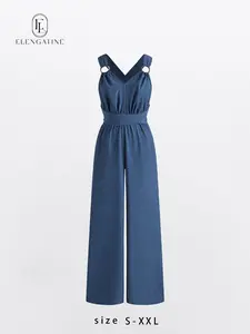 Elengatine Viral Romper for Women | Sleeveless V Neck Loose Fit Playsuit with Pockets | Lightweight & Breathable Fabric, Flowy A-Line Silhouette | Effortless Chic & Casual Cool | Perfect for Spring Summer Outfits, Vacation, Brunch