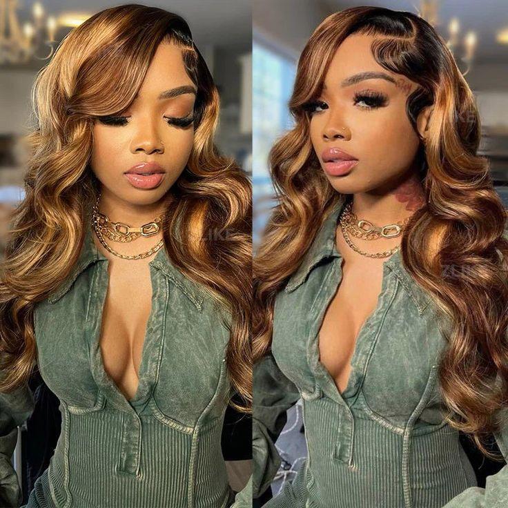 Tuneful HD Transparent 13x6 Lace Front Hair Wigs P4/27 Highlight Raw Brazilian Body Wave Pre Plucked Human Hair Wig 180 Density 99j Lace Frontal Wigs For Women