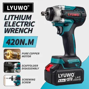 Brushless Electric Wrench Set Lyuwo Brand, 420n.m 20v, Lithium Battery, Ideal for Car Repair, DIY, Holiday Gift