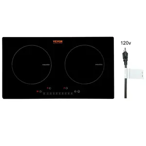VEVOR Electric Cooktop,  2 Burners, 24'' Induction Stove Top, Built-in Magnetic Cooktop 1800W, 9 Heating Level Multifunctional Burner, LED Touch Screen w/ Child Lock & Over-Temperature Protection