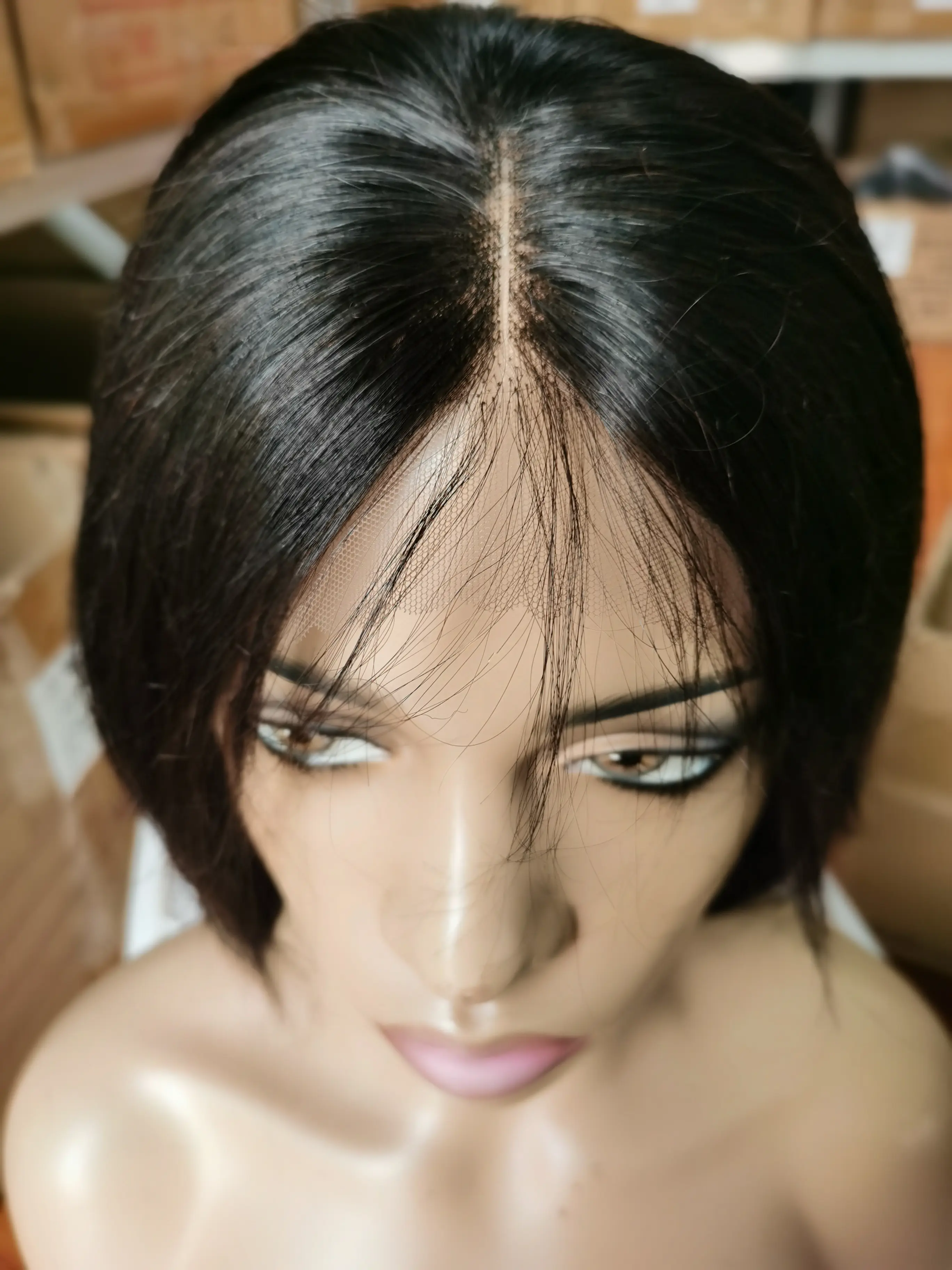 12 Inch Bob Wig Human Hair 13x6 HD Lace Front Pre Plucked 180% Density Straight Amazon.com : 13x6 Lace Frontal Bob Wig Human Hair 12 Inch  main image 3