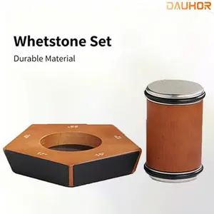 Rolling Knife Sharpener Set, Diamond Arc Edge Knife Sharpener, Wooden Handle with Magnetic Base, Adjustable Angle, Multifunctional Kitchen Knife Sharpening Tool Set