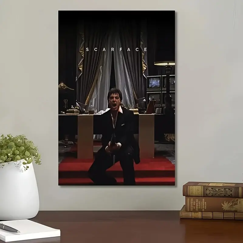 Scarface Movie Poster Tony Montana Minimalist Frameless Print for Living Rooms & Bedrooms Perfect Gift Idea Museum-Quality HD Canvas Art - Decor