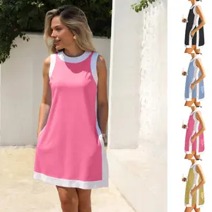 UANEO Women's Casual Two Piece Sets Color Block Crewneck Short Sleeve Pullover Tops Matching Shorts with Pockets