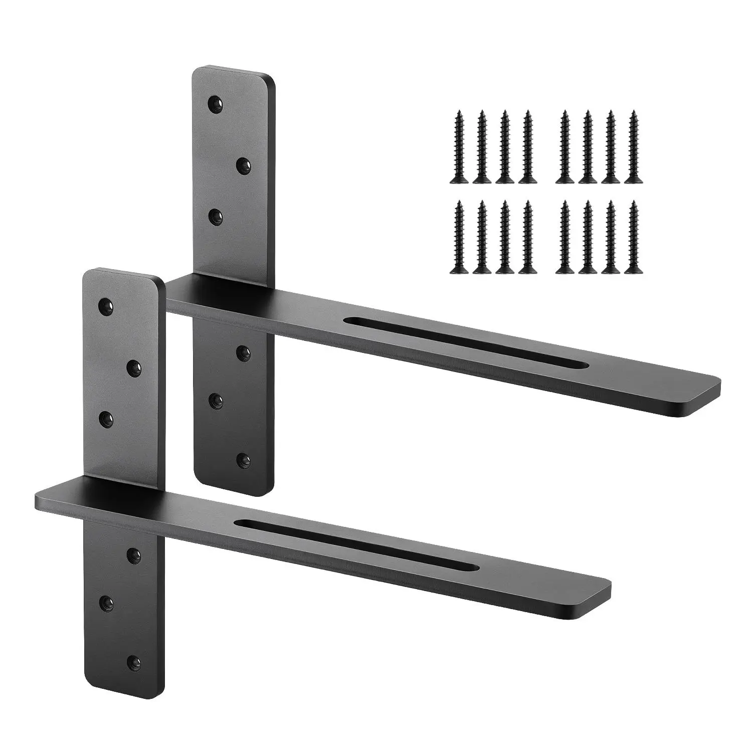 VEVOR Concealed T-Shape Floating Shelf Brackets (2 Pcs), 200 lbs/90 kg Weight Capacity, 16x2.89x12 in Anti-Rust Heavy-Duty Solid Steel Wall Mounting Shelf Support Hardware with Screws#SohoChic, Anti-Rust Coat