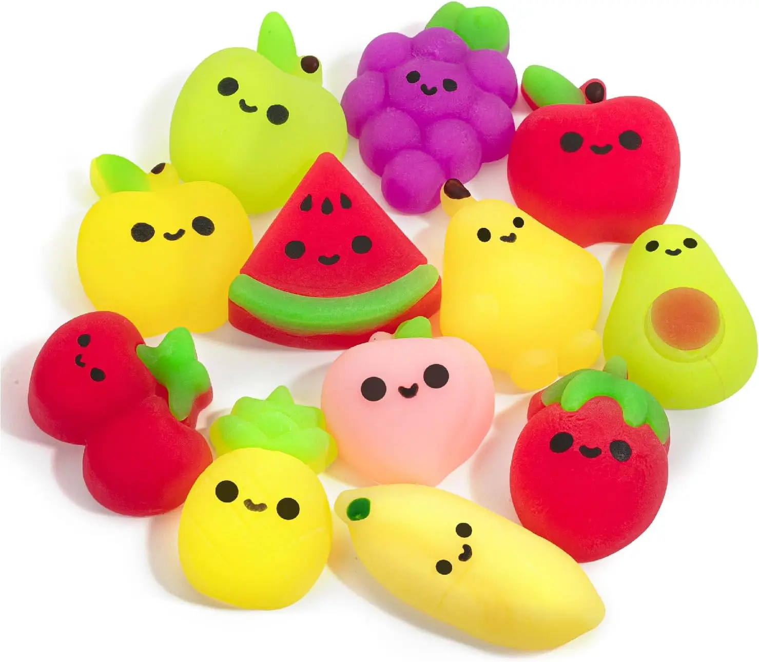 12 Pack Fruit Squishy Toys, Washable Stretchy Sensory Fidget Toys, Soft Squeeze Stress Relief Squishies for Kids & Adults, Twistable Squishy Toys, Party Favors, Classroom Rewards, Birthday Gifts