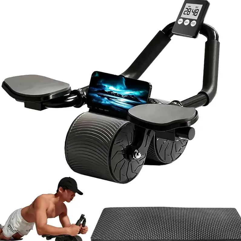 Ab Roller Wheel Workout Abdominal Fitness Wheel for Core Muscles Training with Digital Timer Phone Holder Smart Rebound Dual-Wheel Design Eco-Friendly Build maquina abdominal total body rueda summerwins,summerwins,bathingsuitwomenset.Summervibes
