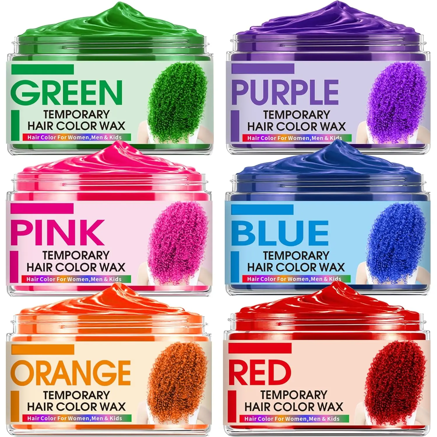 6 Color Temporary Hair Color Wax,Easter Basket Stuffers for Teens,Girls,Boys,Blue Green Purple Pink Orange Red Hair Dye Natural Instant Hair Wax Color