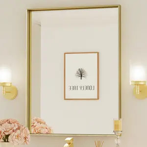 TETOTE Rectangle Metal Framed Mirror, Bathroom Vanity Mirror in Premium Finish, Rustproof, Shatterproof Tempered Glass, Versatile Wall Mirror, Wall Mount