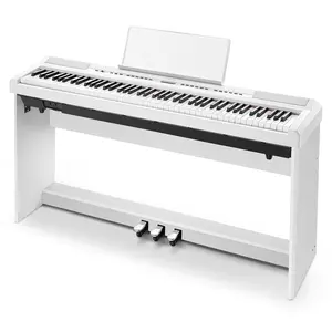 Donner DEP-20 88 Key Portable Weighted Digital Piano with Furniture Stand & 3-Pedal White
