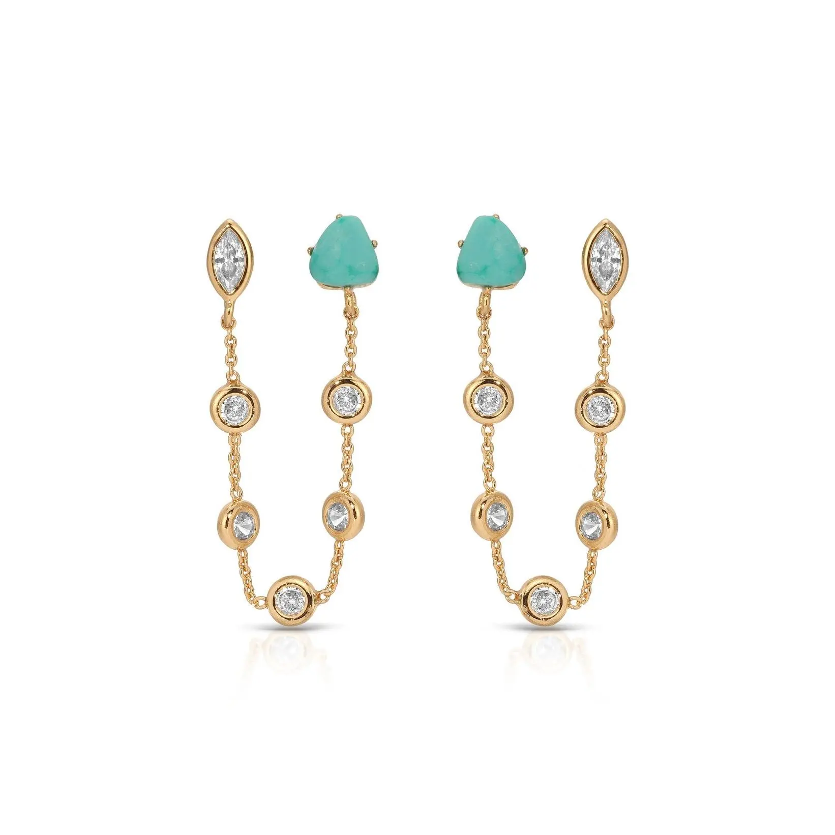 Double Piercing Turquoise Earrings Double Piercing Turquoise Earrings