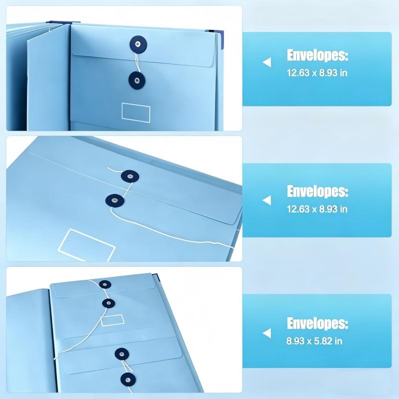 Manila Pocket Accordion File Organizer for Passports, Birth Certificates, & Essential Documents - Office/Home Storage Solution